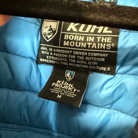 Kuhl Men's Spyfire Hooded Jacket Coat Puffer Quilted Down Fill Navy Blue Medium - Picture 5 of 10